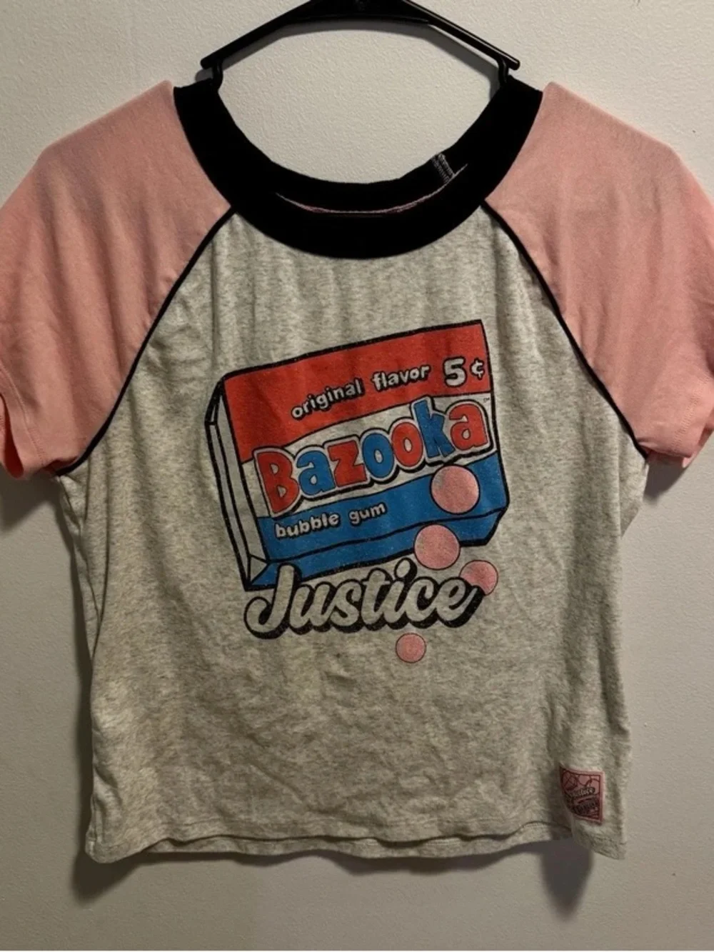 Justice Pink & Gray Bazooka Bubble Gum Graphic Tee